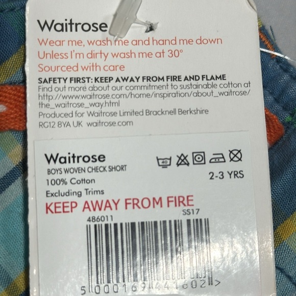 Waitrose Mini NWT Plaid Cargo Shorts with Orange Accents - Picture 4 of 4
